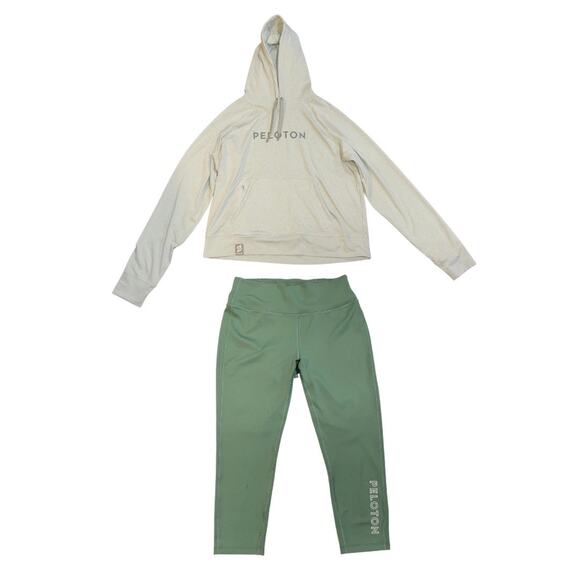 Peloton Pants - Peloton Sage Green Soft Dream-blend Hoodie & Jade Green Capri Medium Workout Set